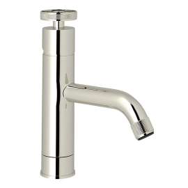 Single Hole Lavatory Faucet with Industrial Metal Wheel in Polished Nickel