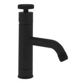 Single Hole Lavatory Faucet with Industrial Metal Wheel in Matte Black