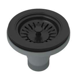 Manual Basket Strainer without Remote Pop-Up in Black Stainless Steel