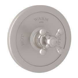 Arcana AC720X-STN/TO Thermostatic Trim Plate with Cross Handle and without Volume Control in Satin Nickel