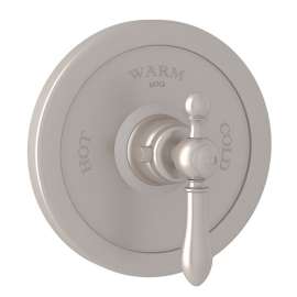Thermostatic Trim Plate with Classic Metal Lever and without Volume Control in Satin Nickel