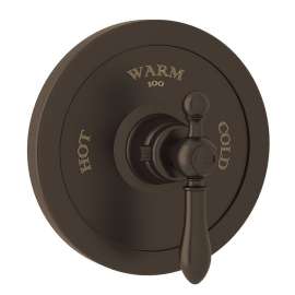 Thermostatic Trim Plate with Classic Metal Lever and without Volume Control in Tuscan Brass