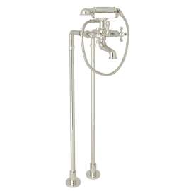 Arcana ACKIT7383NX-PN Exposed Floor Mount Tub Filler with Handshower and Floor Pillar Legs or Supply Unions in Polished Nickel