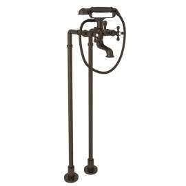 Arcana ACKIT7383NX-TCB Exposed Floor Mount Tub Filler with Handshower and Floor Pillar Legs or Supply Unions in Tuscan Brass