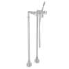 Exposed Floor Mount Tub Filler with Handshower and Floor Pillar Legs or Supply Unions in Polished Chrome