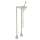 Exposed Floor Mount Tub Filler with Cross Handle Handshower and Floor Pillar Legs or Supply Unions in Polished Nickel