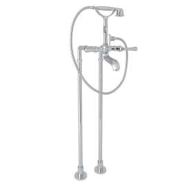 AKIT1901NLM-M Palladian Exposed Floor Mount Tub Filler with Metal Lever Handshower and Floor Pillar Legs or Supply Unions