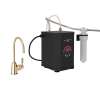 Holborn C-Spout Hot Water Faucet Kit With Tank And Filter In English Gold