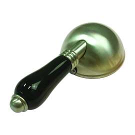 Black Porcelain Single Lever Handle With Dome Cap In Satin Nickel