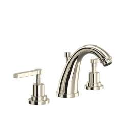 A1208LMPN-2 Lombardia C-Spout Widespread Bathroom Faucet with Metal Lever Handle, Polished Nickel