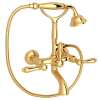 A1401LMIB Exposed Wall Mount Tub Filler with Handshower and Metal Lever Handle, Italian Brass