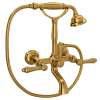 A1401LMULB Exposed Wall Mount Tub Filler with Handshower and Metal Lever Handle, Unlacquered Brass