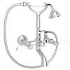 A1401LPAPC Exposed Wall Mount Tub Filler with Handshower and White Porcelain Lever Handle, Polished Chrome