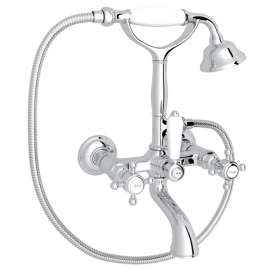 A1401XMAPC Exposed Wall Mount Tub Filler with Handshower and Cross Handle