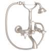 A1401XMSTN Exposed Wall Mount Tub Filler with Handshower and Cross Handle, Satin Nickel