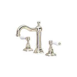 A1409LPPN-2 Acqui Column Spout Widespread Bathroom Faucet with White Porcelain Lever Handle, Polished Nickel