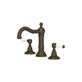 A1409LPTCB-2 Acqui Column Spout Widespread Bathroom Faucet with White Porcelain Lever Handle, Tuscan Brass