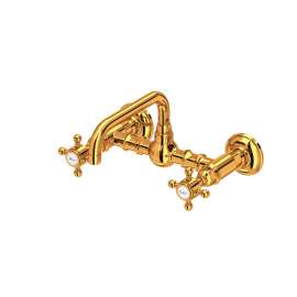 A1423XMIB-2 Acqui Wall Mount Bridge Bathroom Faucet with Cross Handle, Italian Brass