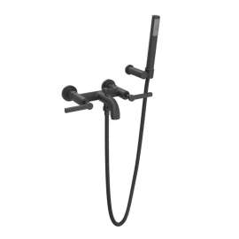 A2202LMMB Lombardia Wall Mount Exposed Tub Set with Handshower with Metal Lever Handle, Matte Black