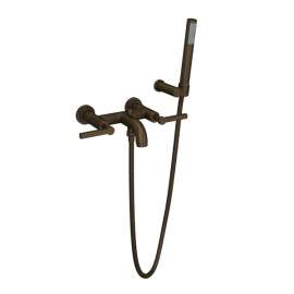 A2202LMTCB Lombardia Wall Mount Exposed Tub Set with Handshower with Metal Lever Handle, Tuscan Brass