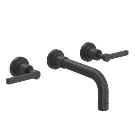 A2207LMMBTO-2 Lombardia Wall Mount Widespread Bathroom Faucet with Metal Lever Handle, Matte Black