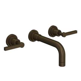 A2207LMTCBTO-2 Lombardia Wall Mount Widespread Bathroom Faucet with Metal Lever Handle, Tuscan Brass