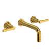 A2207LMULBTO-2 Lombardia Wall Mount Widespread Bathroom Faucet with Metal Lever Handle, Unlacquered Brass