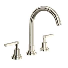 A2208LMPN-2 Lombardia C-Spout Widespread Bathroom Faucet with Metal Lever Handle, Polished Nickel