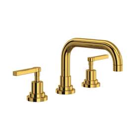 A2218LMULB-2 Lombardia U-Spout Widespread Bathroom Faucet with Metal Lever Handle, Unlacquered Brass