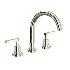 A2228LMPN-2 Lombardia C-Spout Widespread Bathroom Faucet with Metal Lever Handle, Polished Nickel