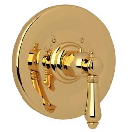 A4914LMIB Trim Plate without Volume Control with Metal Lever Handle, Italian Brass