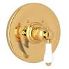 A4914LPULB Trim Plate without Volume Control with White Porcelain Lever Handle, Unlacquered Brass