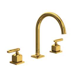 AP08D3LMULB Apothecary Widespread Bathroom Faucet with C-Spout & Lever Handle, Unlacquered Brass