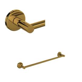 LO1/18ULB Lombardia 18-in Wall Mount Single Towel Bar, Unlacquered Brass
