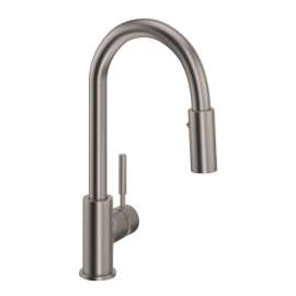 R7519STN Lux Side Handle Bar and Food Prep Stainless Steel Pulldown Faucet with Lever Handle, Satin Nickel