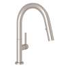 R7581SLMSTN-2 Lux Modern Pulldown Bar and Food Prep Faucet with Metal Lever Handle, Satin Nickel