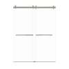 Bradley 60-in X 80-in By-Pass Shower Door with 3/8-in Low Iron Glass and Sampson Handle, Brushed Stainless