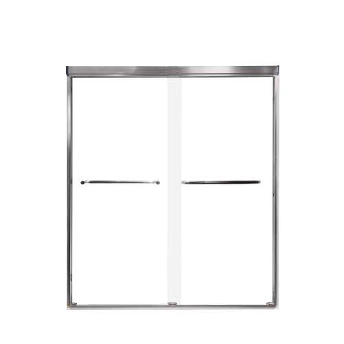 Cecelia 60-in X 70-in By-Pass Shower Door with 1/4-in Clear Glass and Contour Handle, in Brushed Stainless