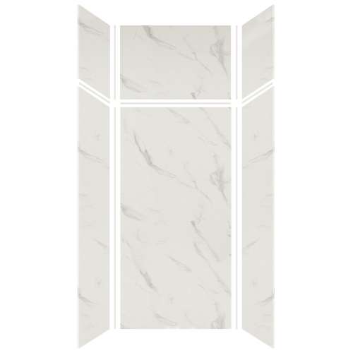Silhouette 36-in x 36-in x 72/24-in Glue to Wall 3-Piece Transition Shower Wall Kit, Pearl Stone