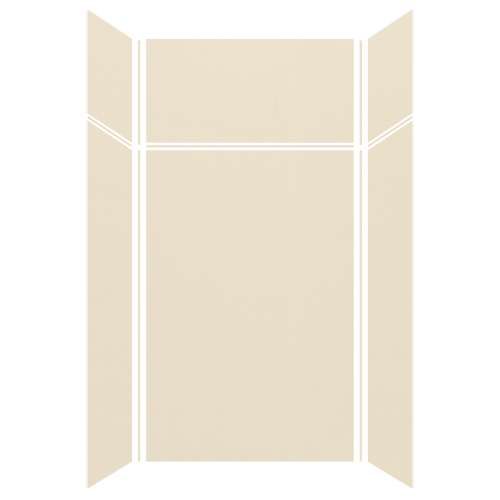 Silhouette 48-in x 36-in x 72/24-in Glue to Wall 3-Piece Transition Shower Wall Kit, Biscuit