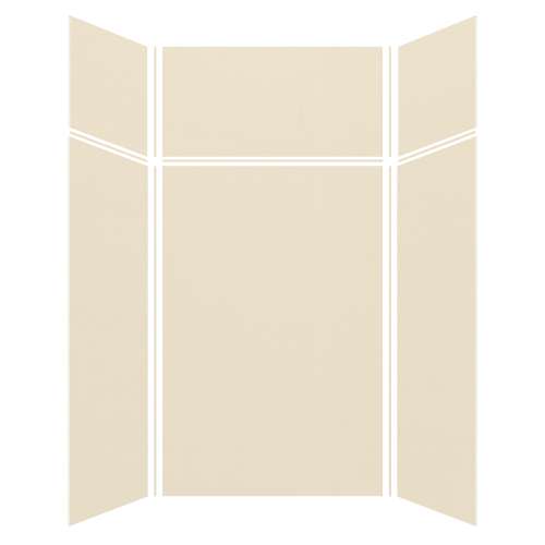 Silhouette 48-in x 48-in x 72/24-in Glue to Wall 3-Piece Transition Shower Wall Kit, Biscuit