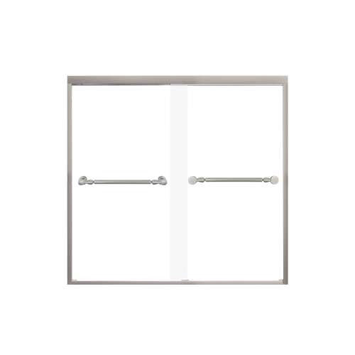 Franklin 60-in X 58-in By-Pass Bathtub Door with 5/16-in Frost Glass and Nicholson Handle, in Brushed Stainless
