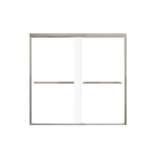 Franklin 60-in X 58-in By-Pass Bathtub Door with 5/16-in Frost Glass and Sampson Handle, Brushed Stainless