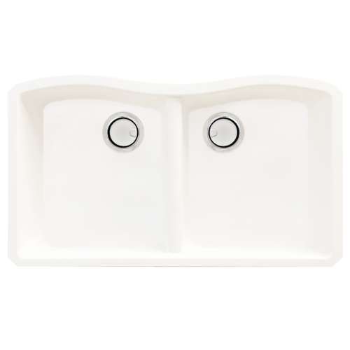 Samuel Mueller Adagio Granite 32-in Kitchen Sink Kit with Grids, Strainers and Drain Installation Kit in White