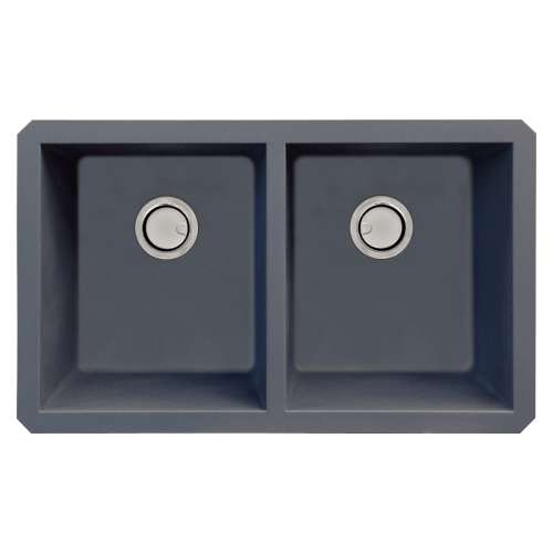 Samuel Mueller Renton Granite 31-in Undermount Kitchen Sink Kit with Grids, Strainers and Drain Installation Kit in Grey