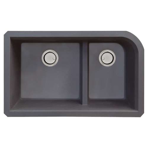 Samuel Mueller Renton Granite 31-in Undermount Kitchen Sink Kit with Grids, Strainers and Drain Installation Kit in Grey