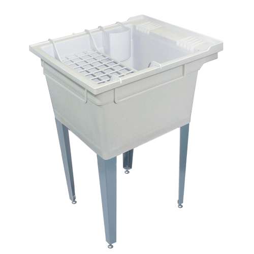 Samuel Mueller Compostite 22-in Floor Mounted Laundry Tub with Steel Legs and Accessory Kit
