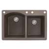 Samuel Mueller Adagio 33in x 22in silQ Granite Drop-in Double Bowl Kitchen Sink with 4 BACE Faucet Holes, In Espresso