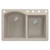 Samuel Mueller Adagio 33in x 22in silQ Granite Drop-in Double Bowl Kitchen Sink with 5 BACDE Faucet Holes, In Cafe Latte