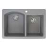 Samuel Mueller Adagio Granite 33-in Drop-In Kitchen Sink Kit with Grids, Strainers and Drain Installation Kit in Grey